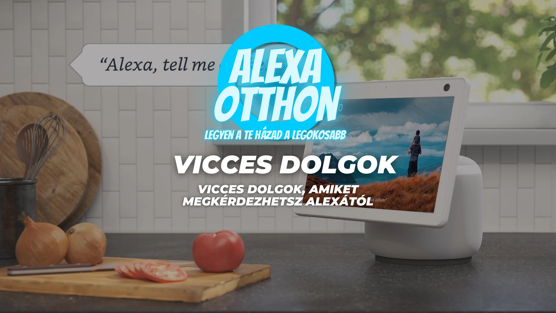 Alexa okos hangszóró modern design, intelligens otthon vezérlés, Amazon Echo, okosotthon automatizáció